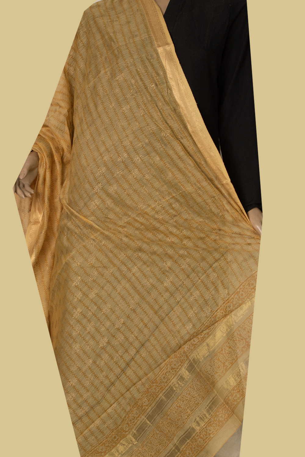 Shades of Yellow Block Printed Chanderi Dupatta