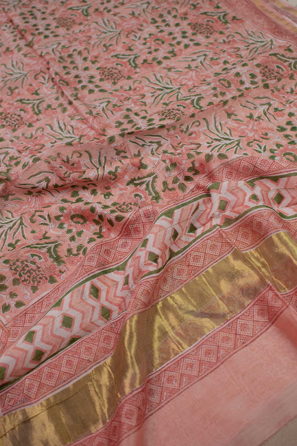 Pech Garden Block Printed Chanderi Dupatta - Image 2
