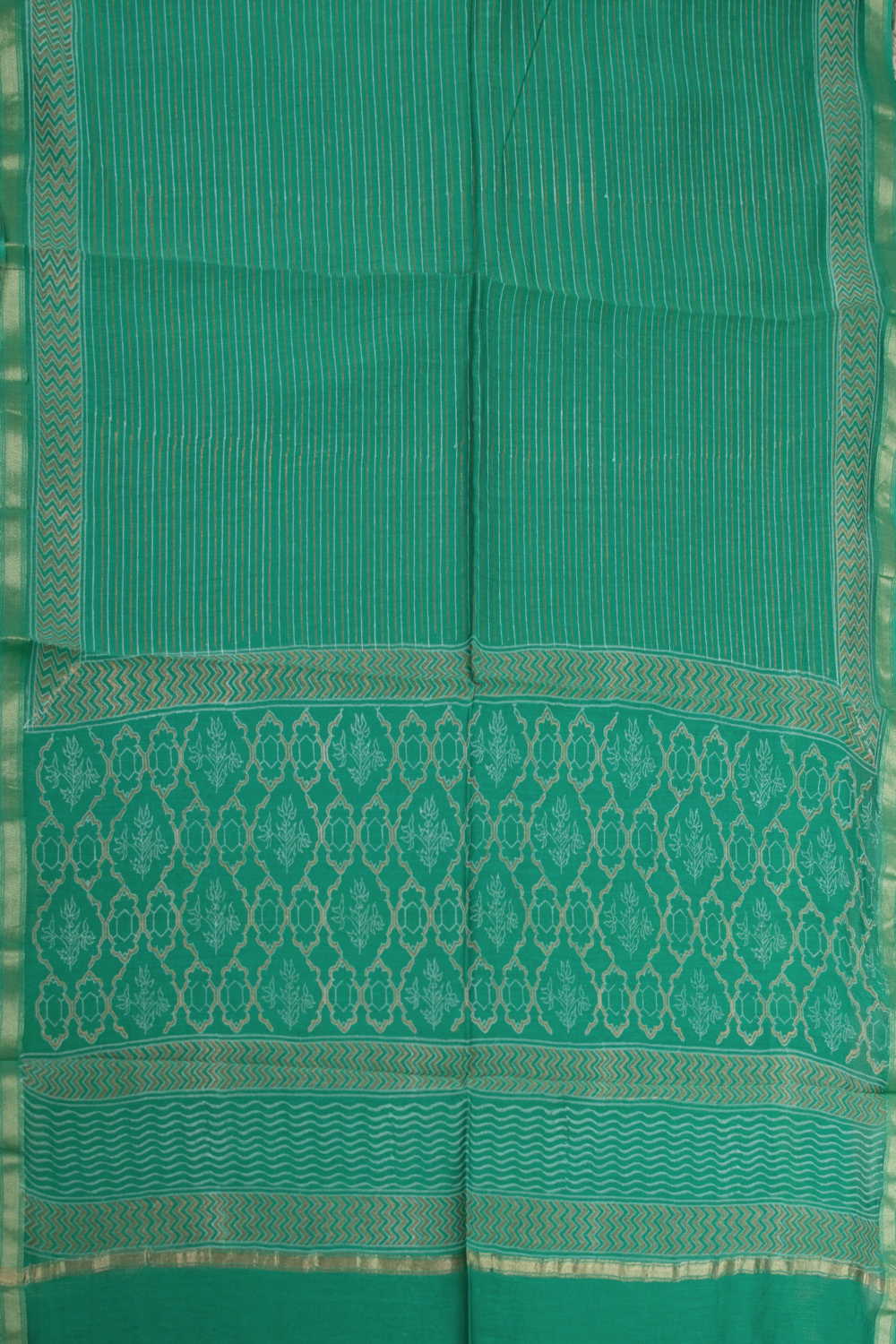 Green Block Printed Chanderi Dupatta - Image 3