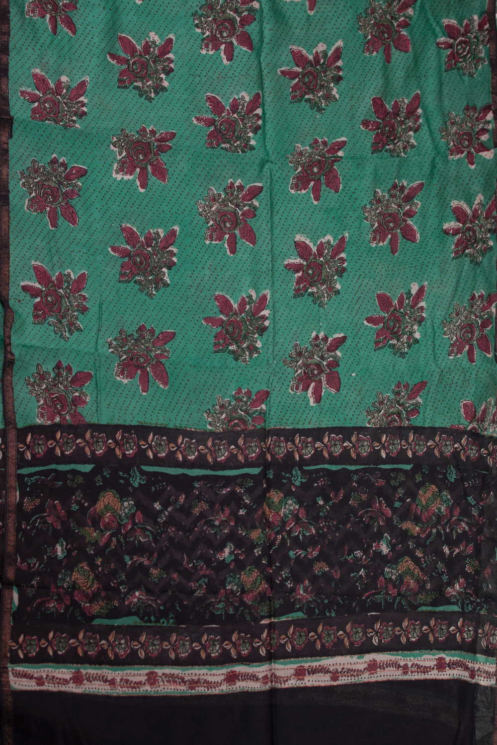 Green Block Printed Chanderi Dupatta - Image 3