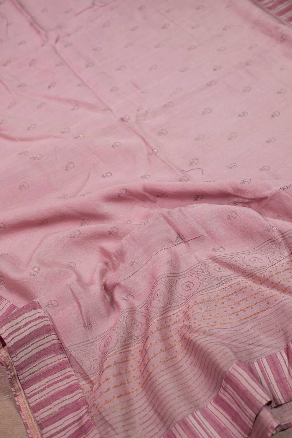 Soft Pink Block Printed Chanderi Dupatta - Image 2