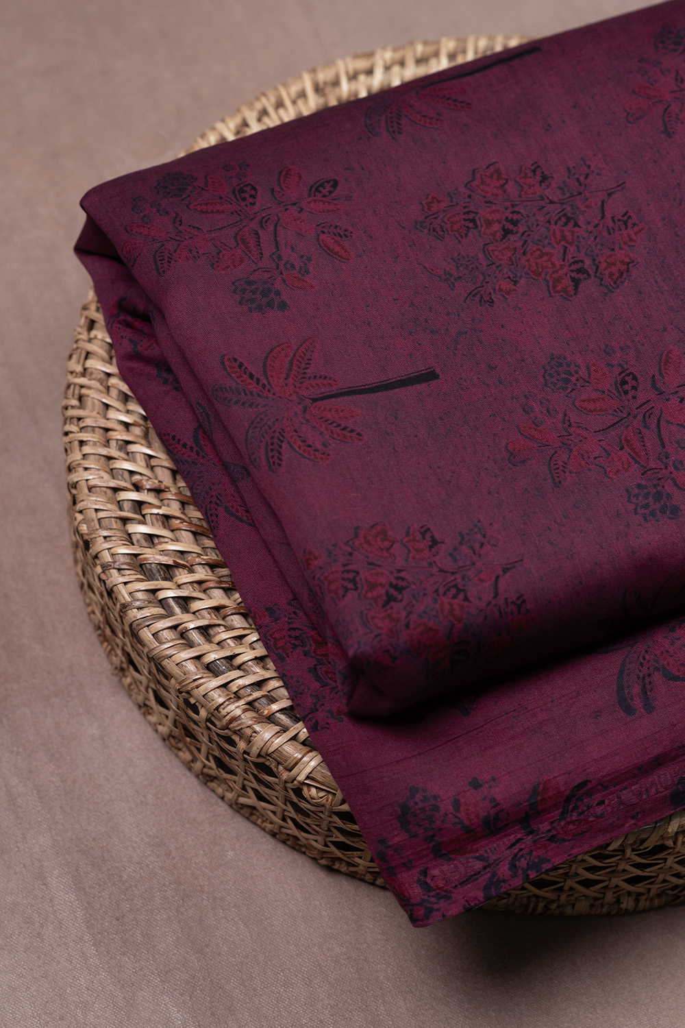 Buttas on Purple Shade Block Printed Chanderi Fabric