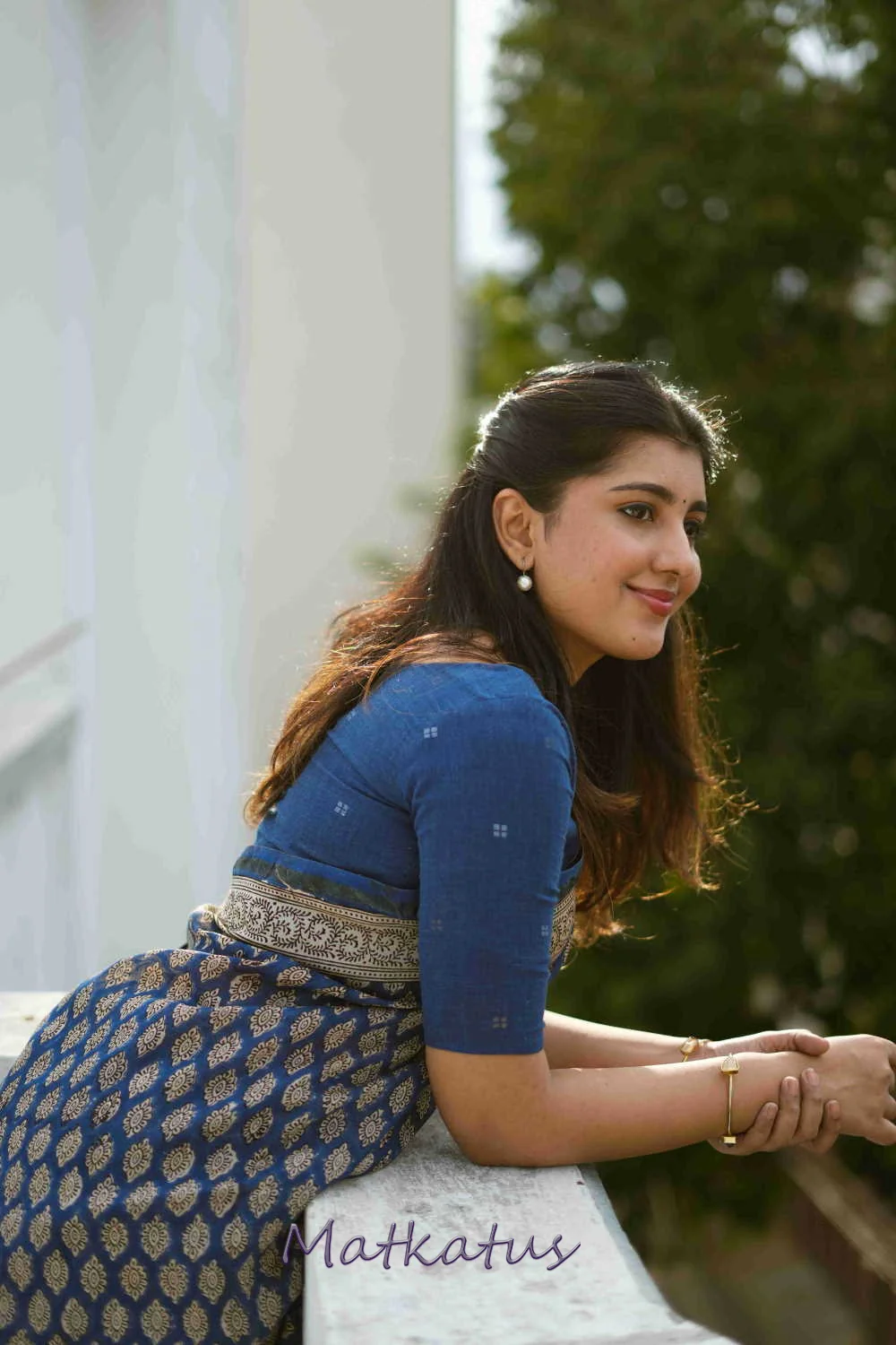 Butta on Blue Block Printed Chanderi saree - Image 4