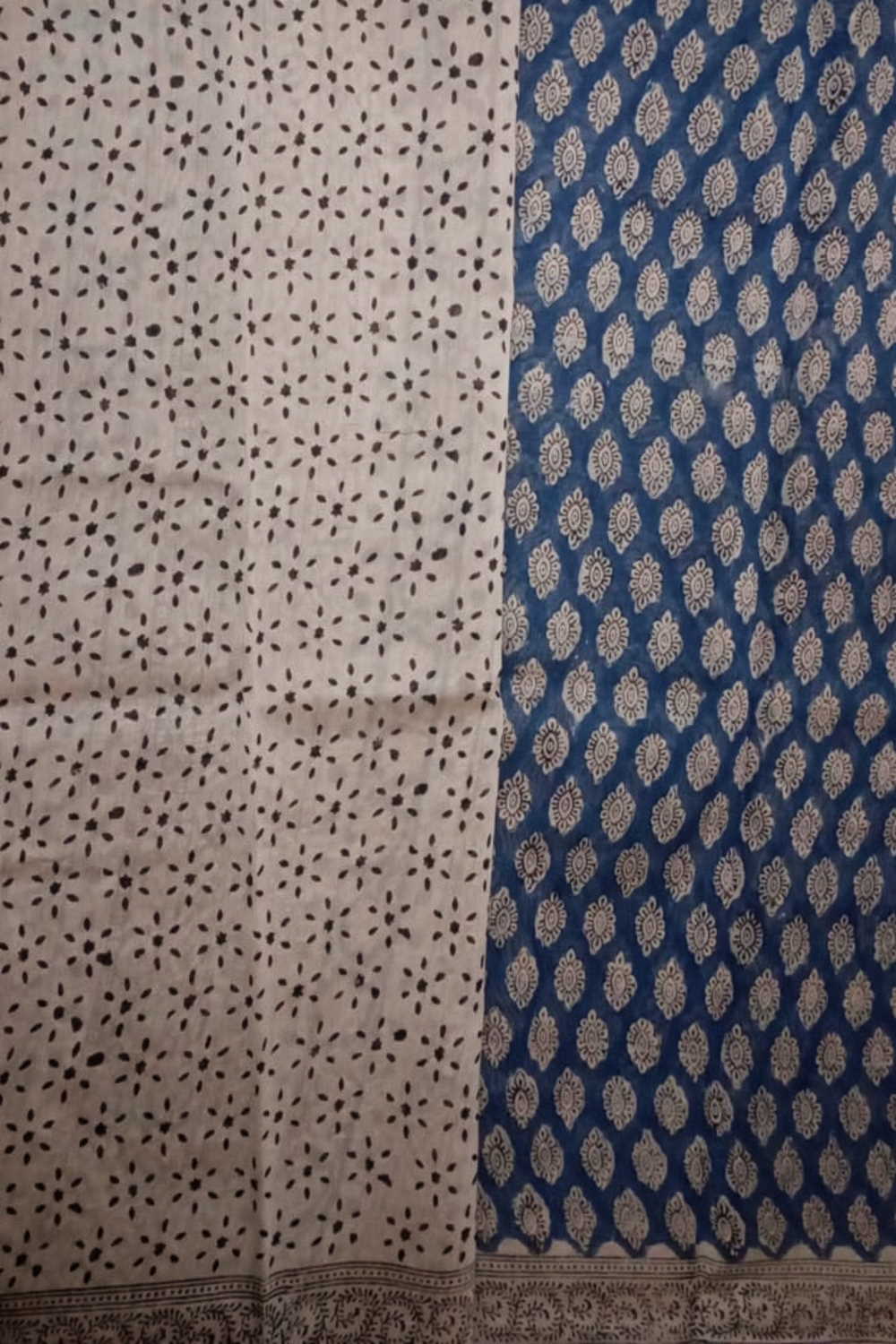 Butta on Blue Block Printed Chanderi saree - Image 7