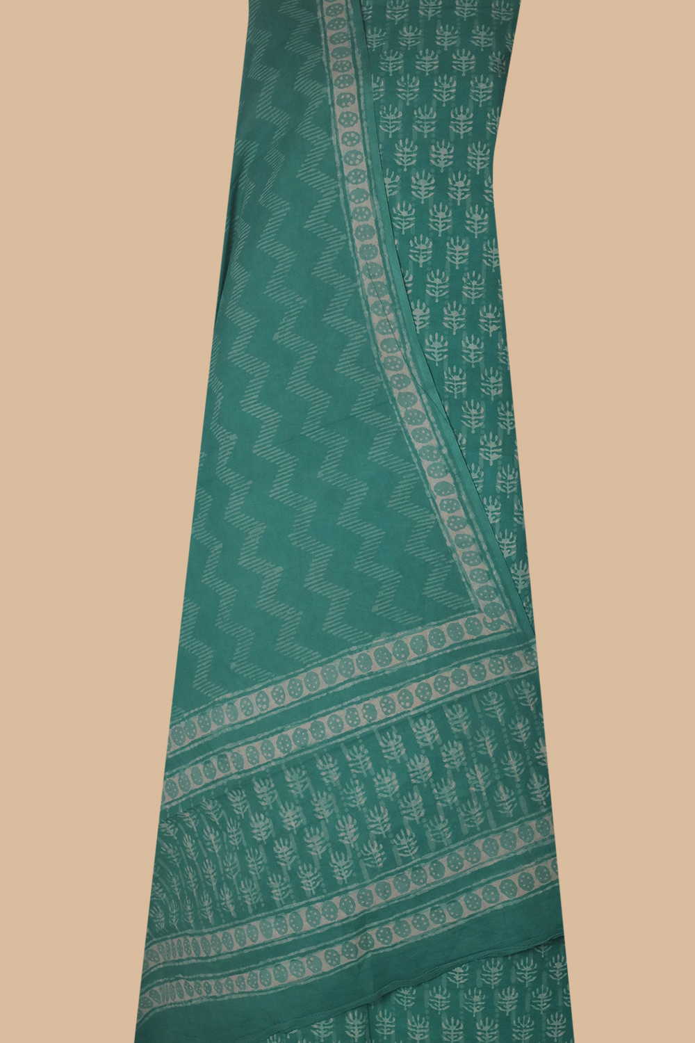 Buttas on Green Block Printed Cotton Suit - Image 2