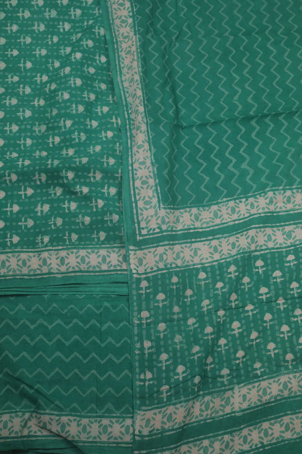 Green Block Printed Cotton Suit - Image 3