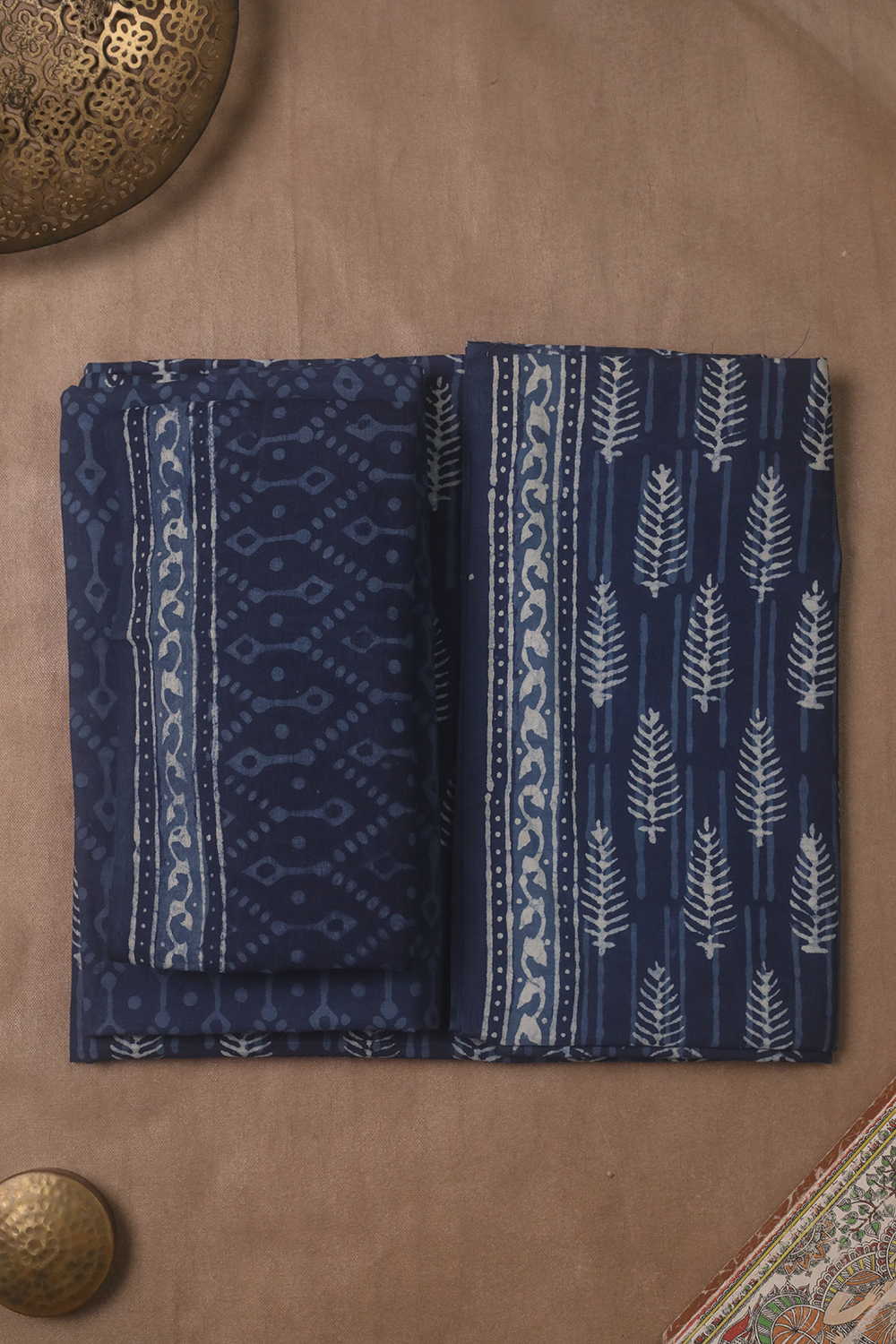 Indigo Block Printed Cotton Suit - Image 2