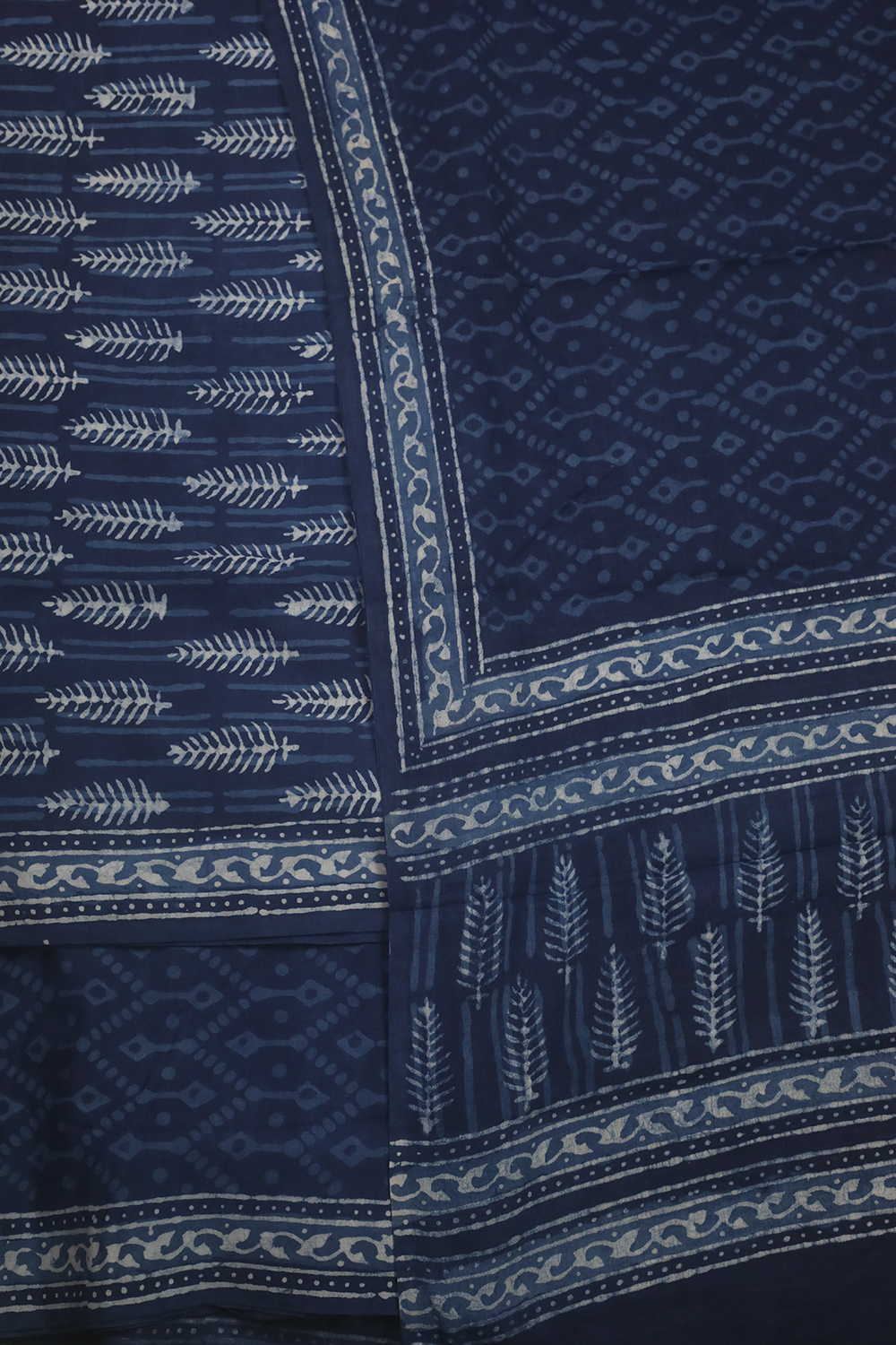 Indigo Block Printed Cotton Suit - Image 3