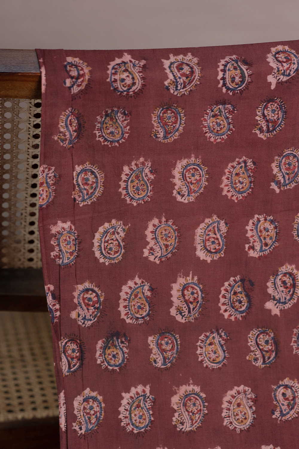 Paisley Motifs Printed Kalamkari Fabric - Image 2