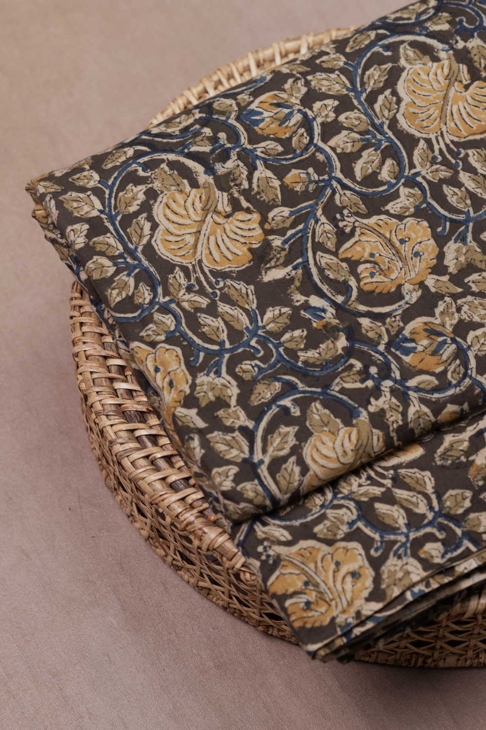 Yellow Spring Floral Printed Kalamkari Fabric