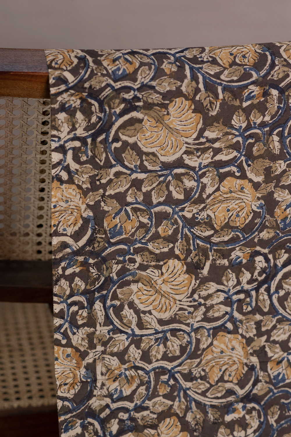 Yellow Spring Floral Printed Kalamkari Fabric - Image 2