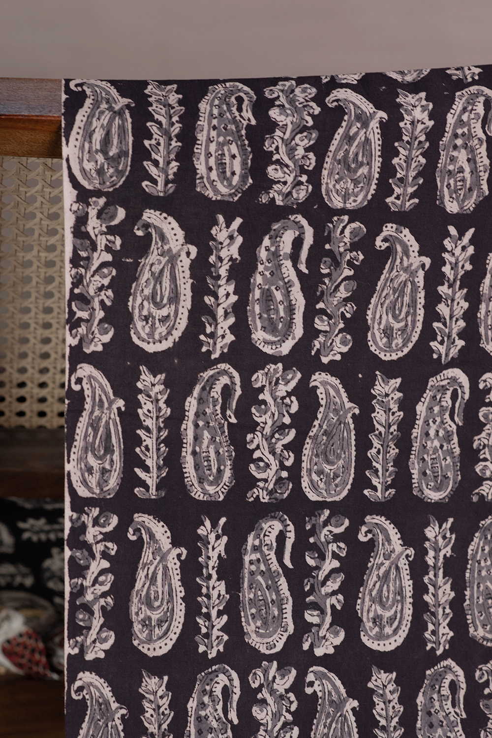 Black with Pailsey Printed Kalamkari Fabric