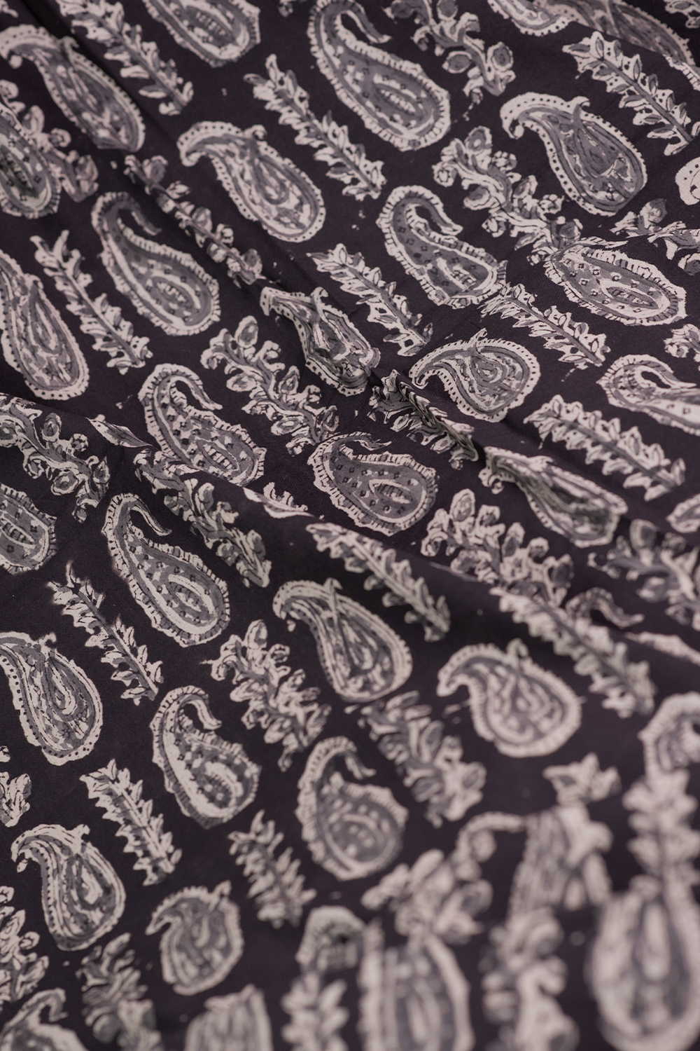 Black with Pailsey Printed Kalamkari Fabric - Image 3
