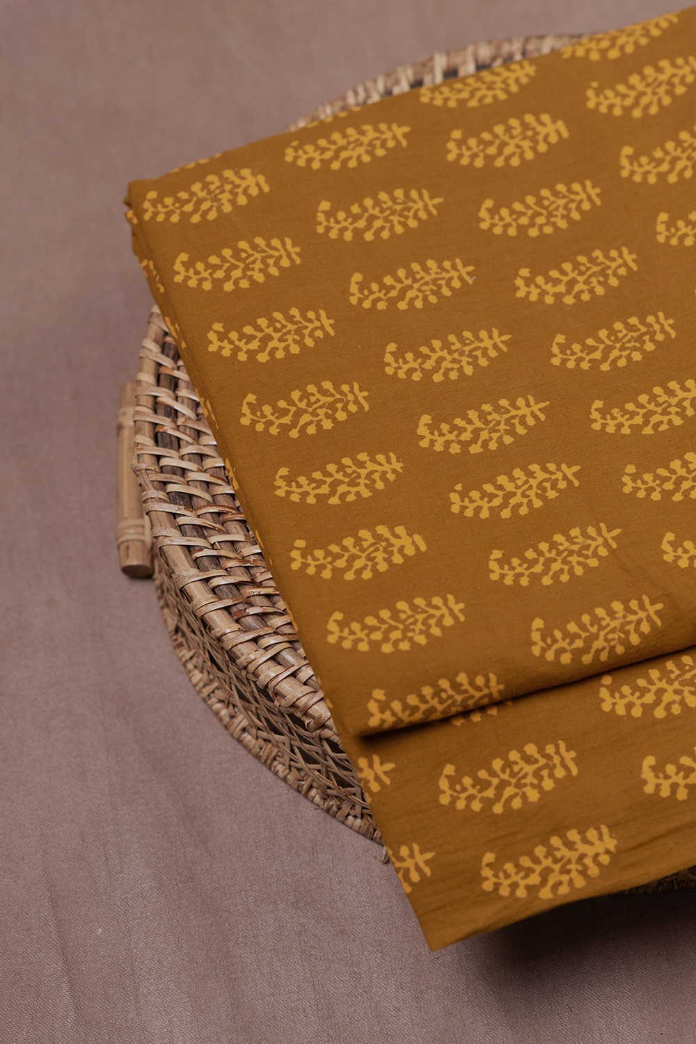 Turmeric Yellow Block Printed Cotton Fabric