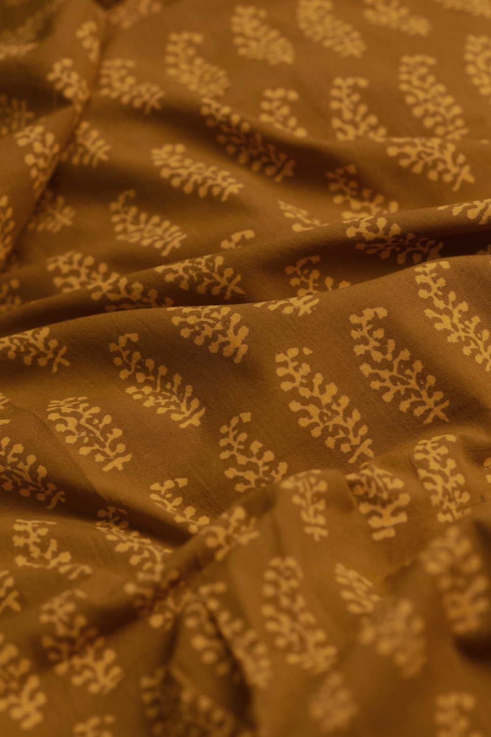 Turmeric Yellow Block Printed Cotton Fabric - Image 3