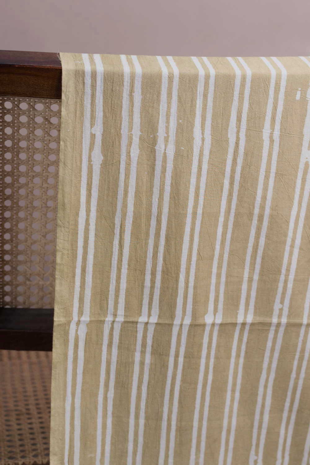 Stripes on Green Block Printed Batik Cotton Fabric