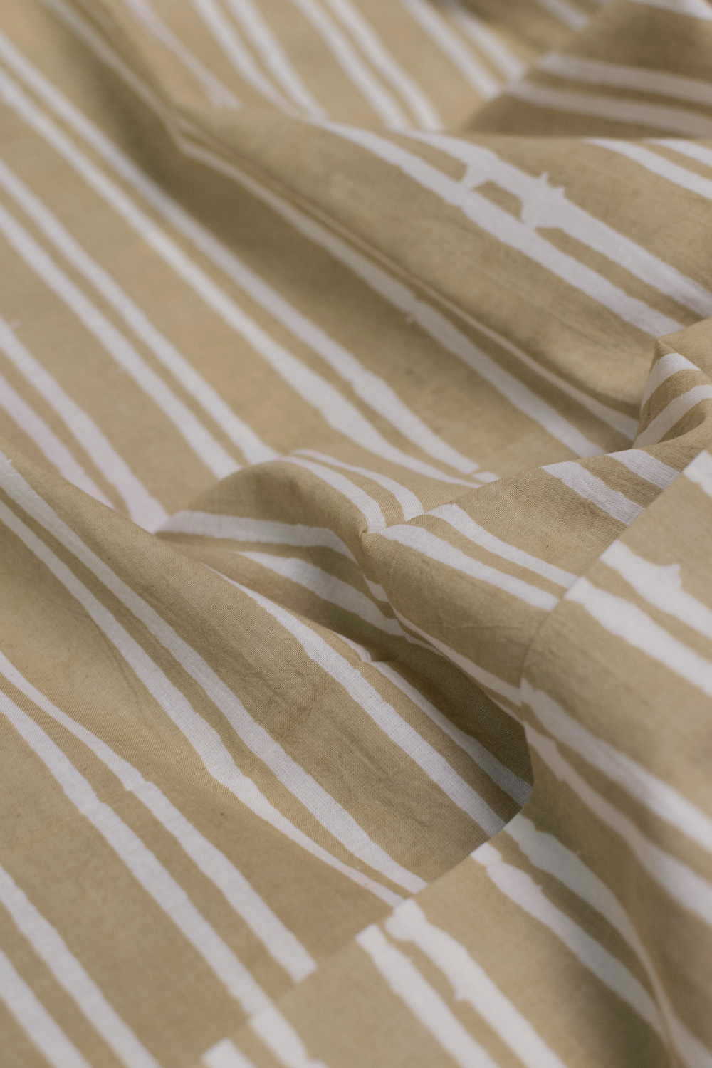 Stripes on Green Block Printed Batik Cotton Fabric - Image 2