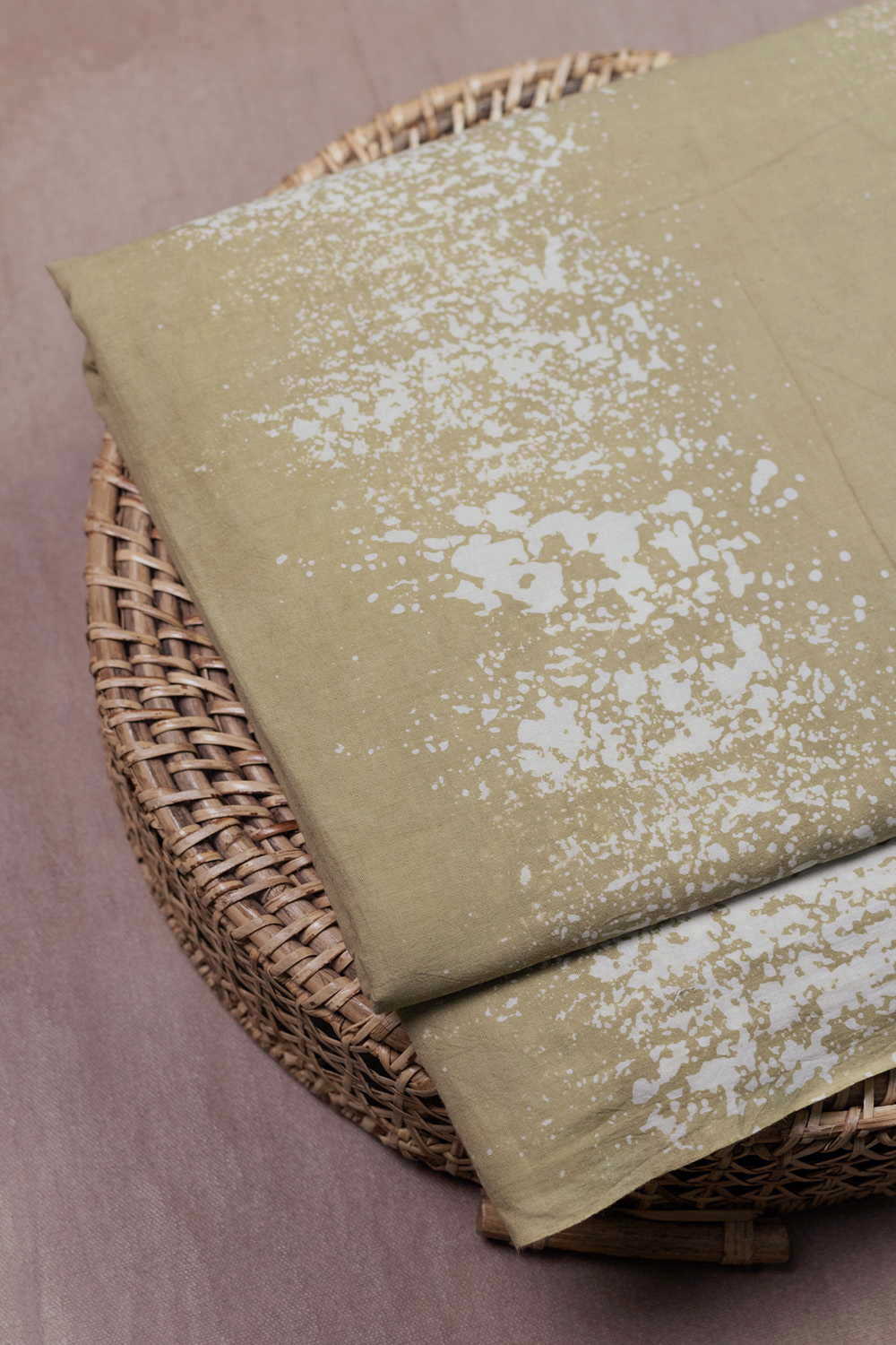Moss Green Block Printed Batik Cotton Fabric