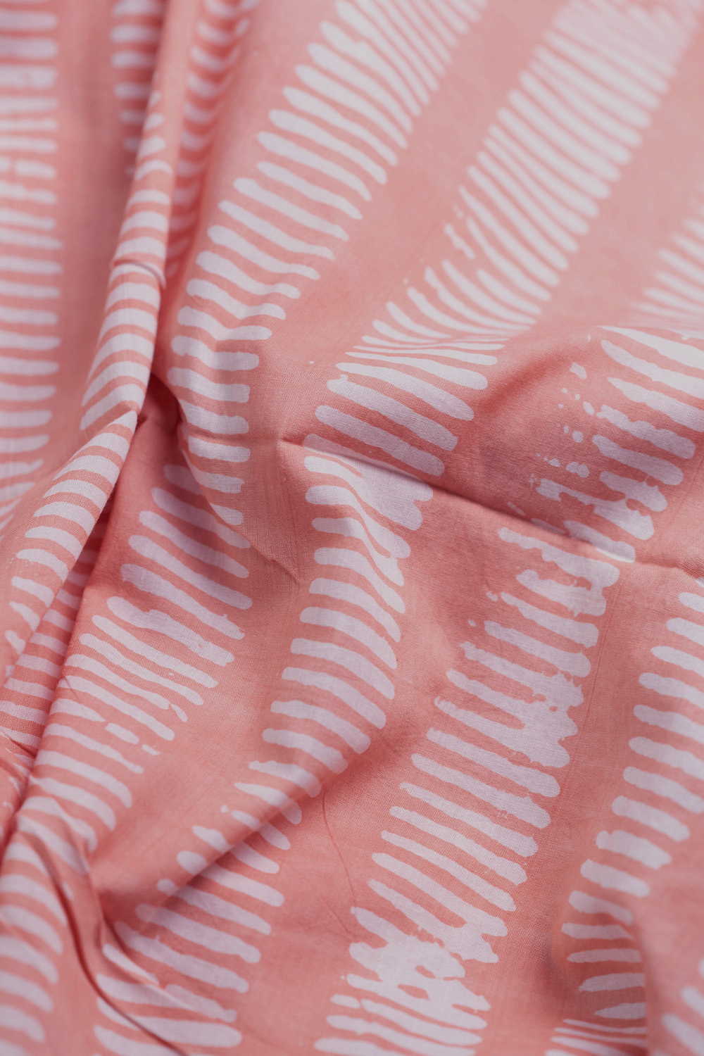 Parasol Peach Block Printed Batik Cotton Fabric - Image 2