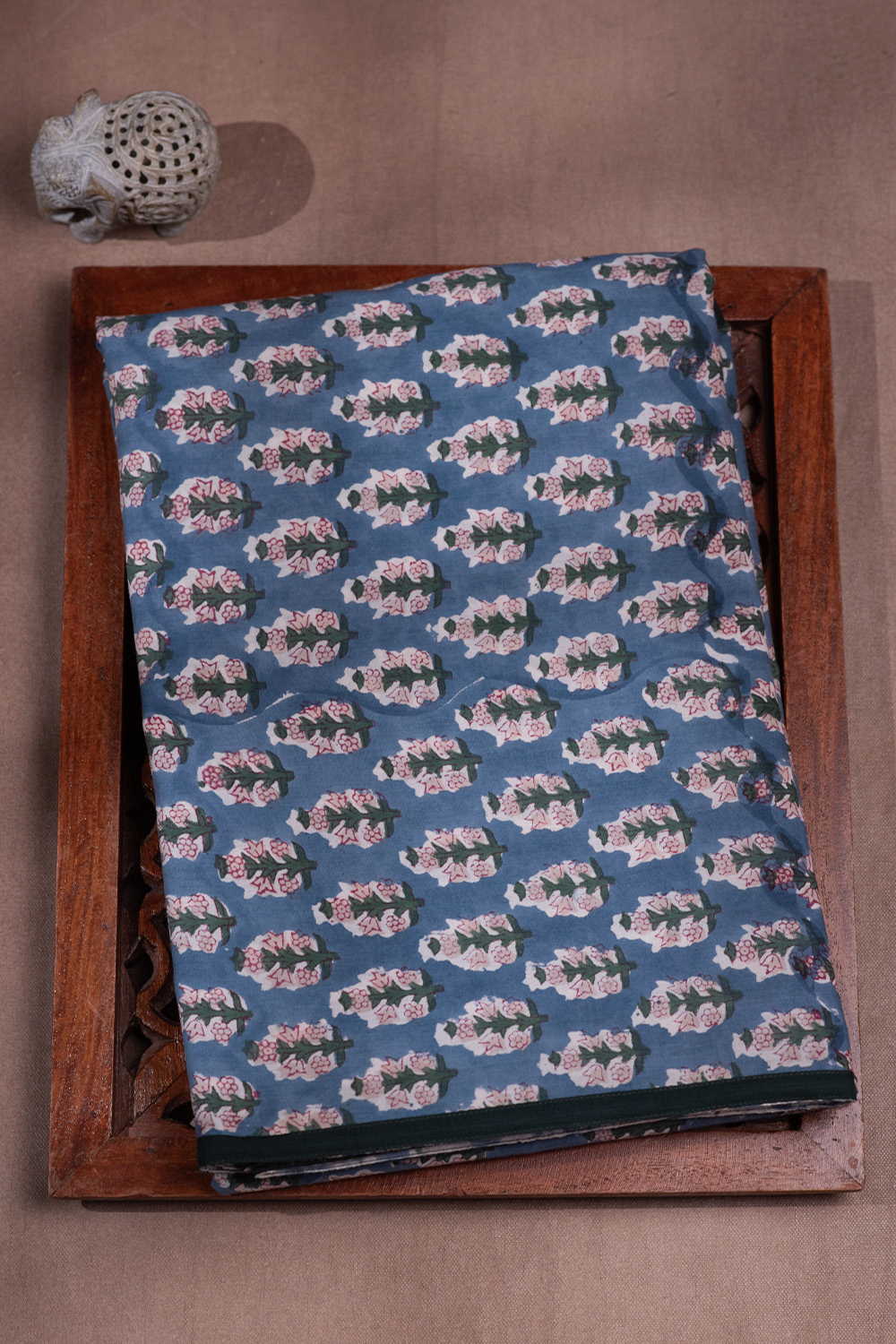 Floral Butta - Blue Sanganeri Cotton Saree
