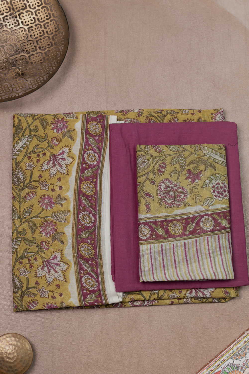 Yellow Garden Mul Chanderi Suit