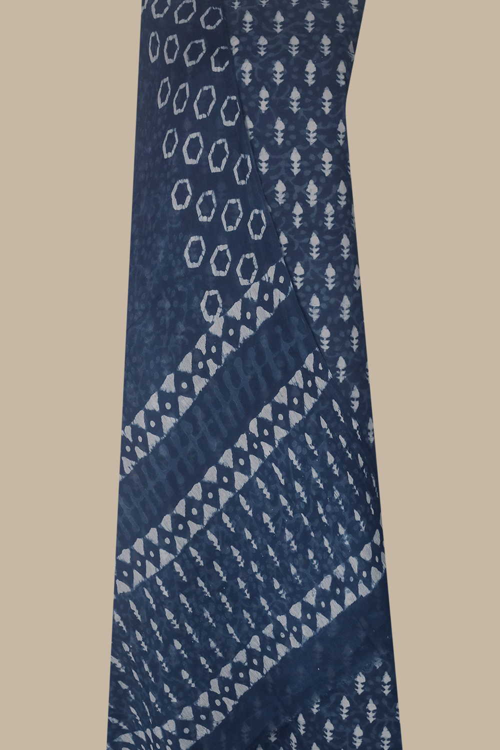Faded Indigo Block Printed Cotton Suit - Image 2
