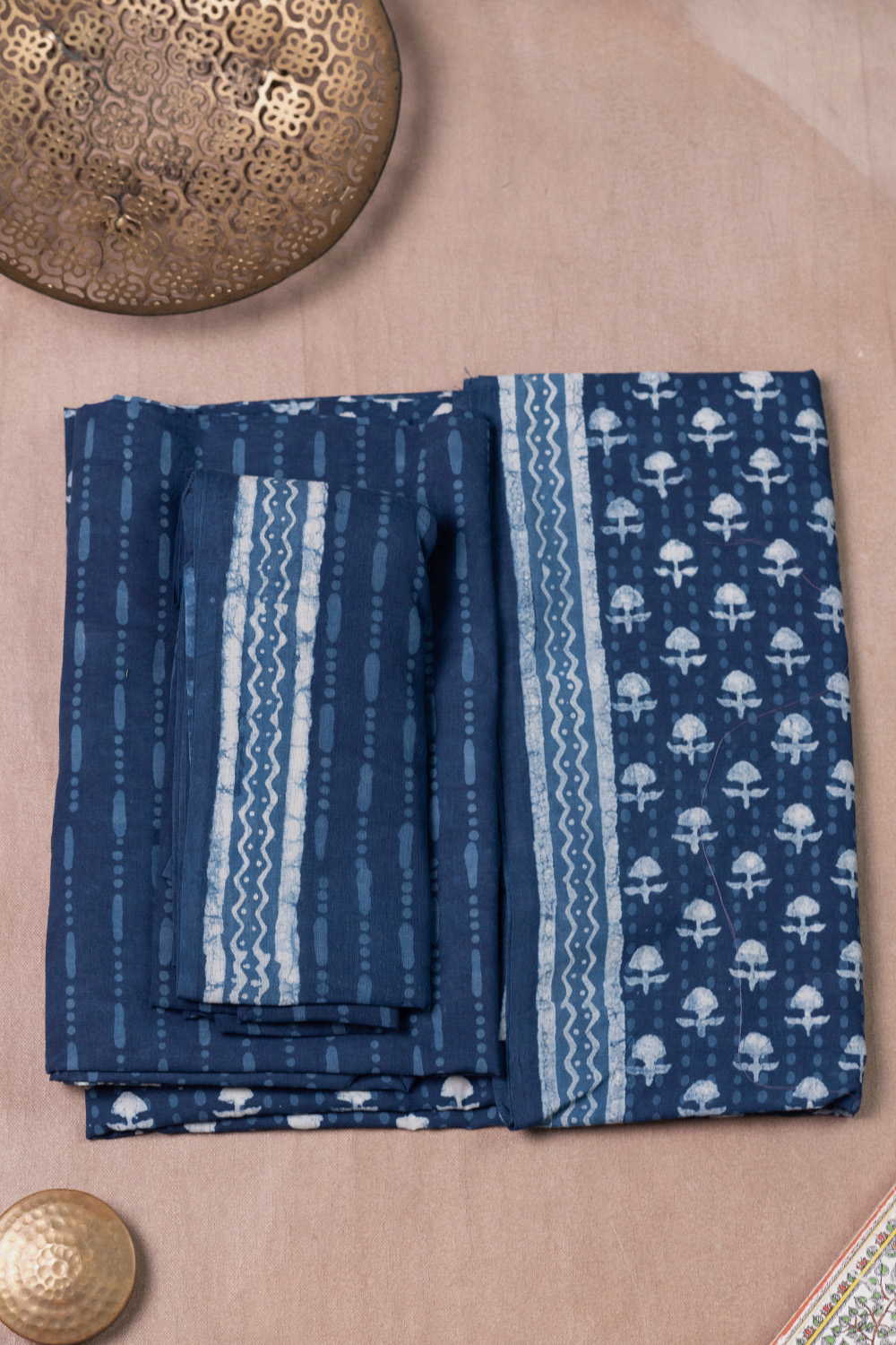 Indigo Block Printed Cotton Suit