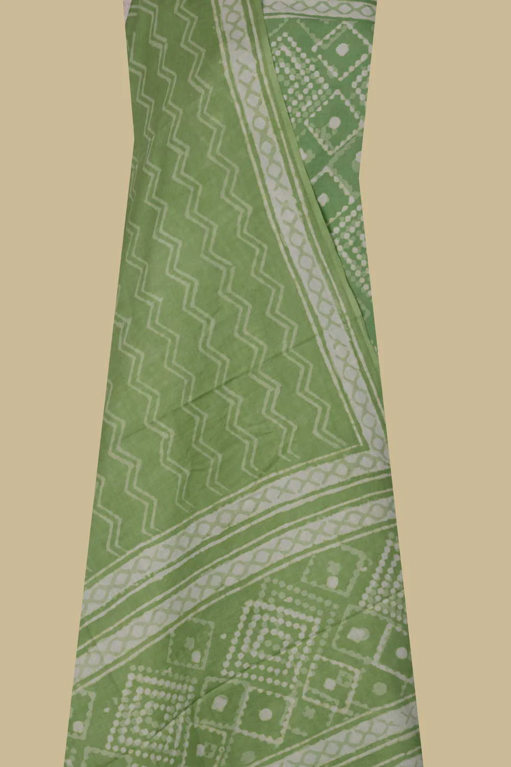 Patterned - Green Block Printed Cotton Suit