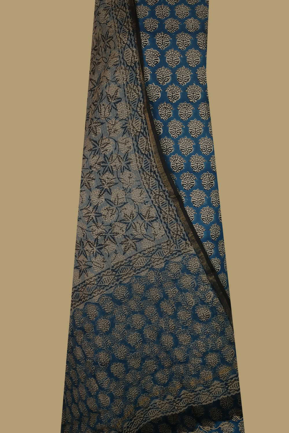 Buttas on Blue Block Printed Mul Cotton Suit - Image 2