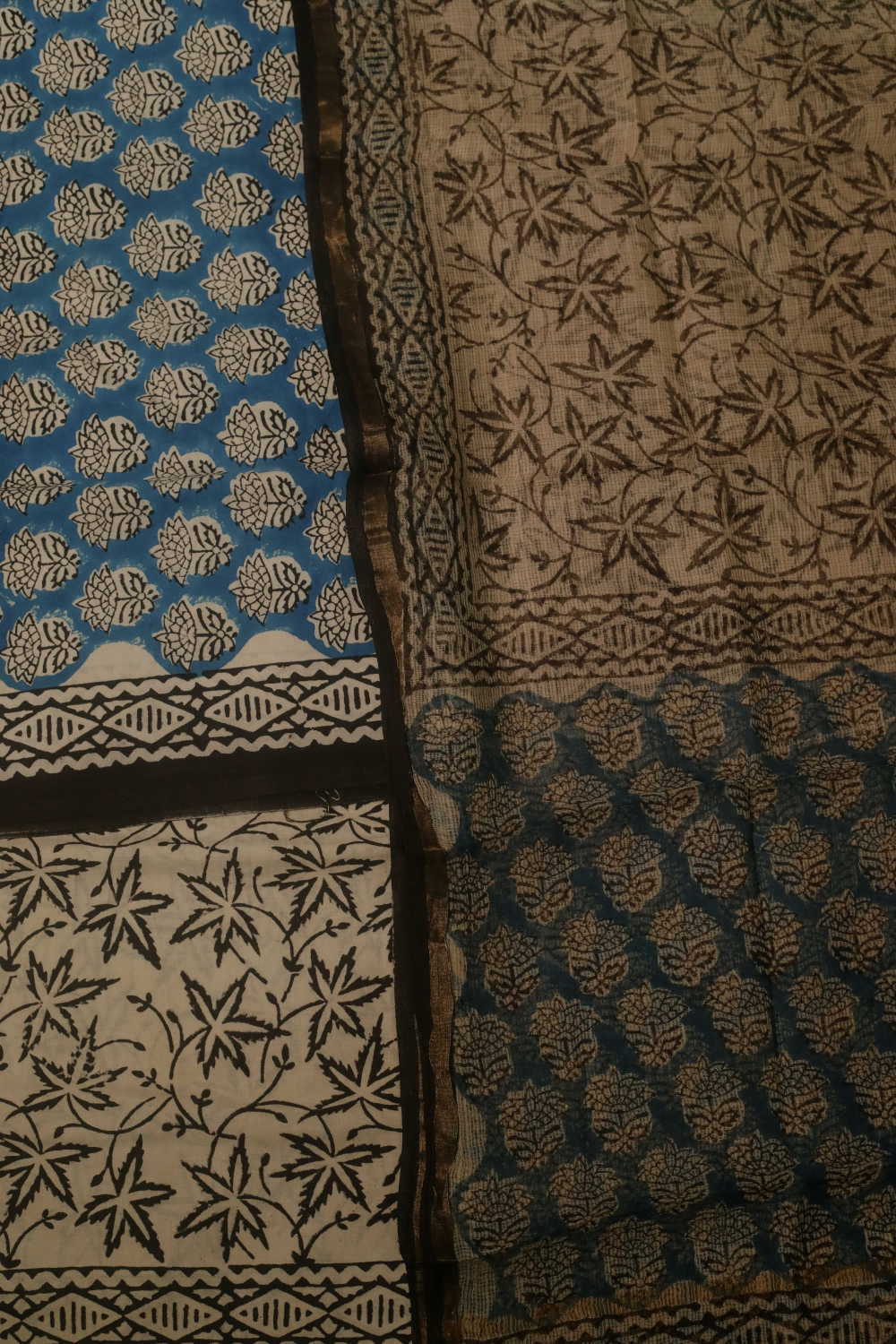 Buttas on Blue Block Printed Mul Cotton Suit - Image 3