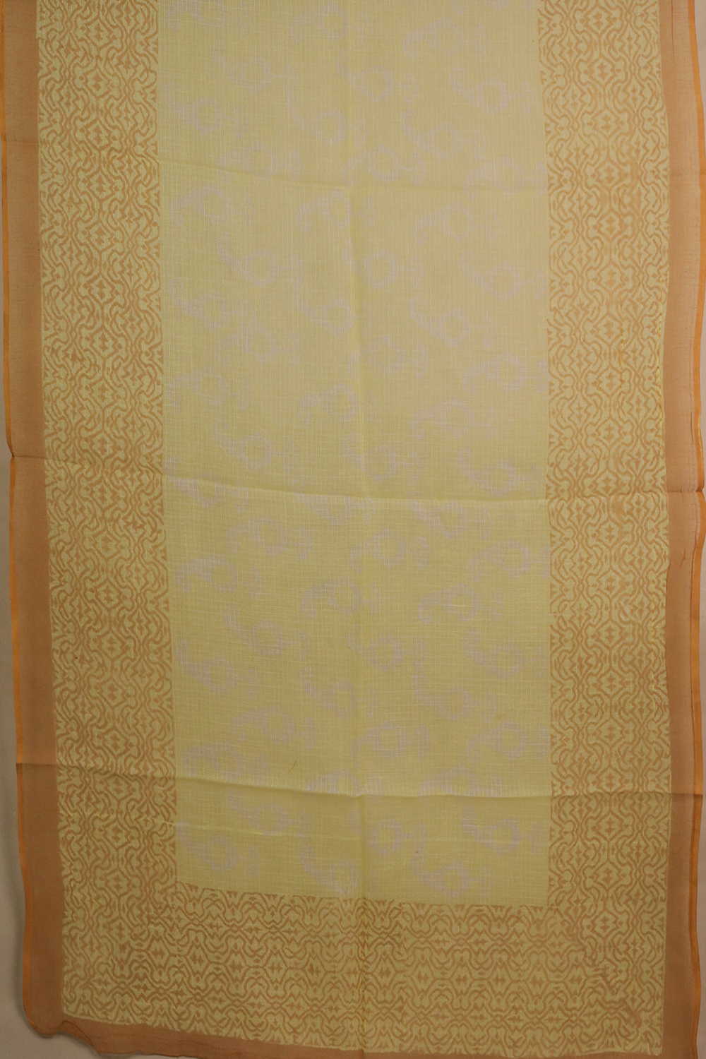 Mild Yellow Block Printed Kota Cotton Dupatta - Image 3