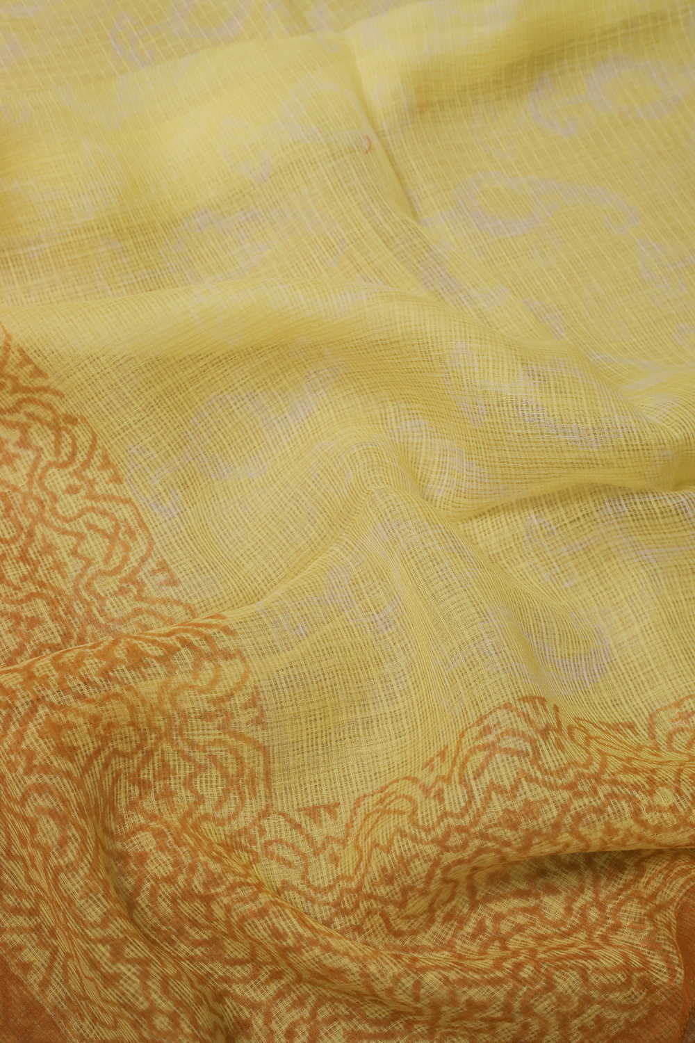 Mild Yellow Block Printed Kota Cotton Dupatta - Image 4