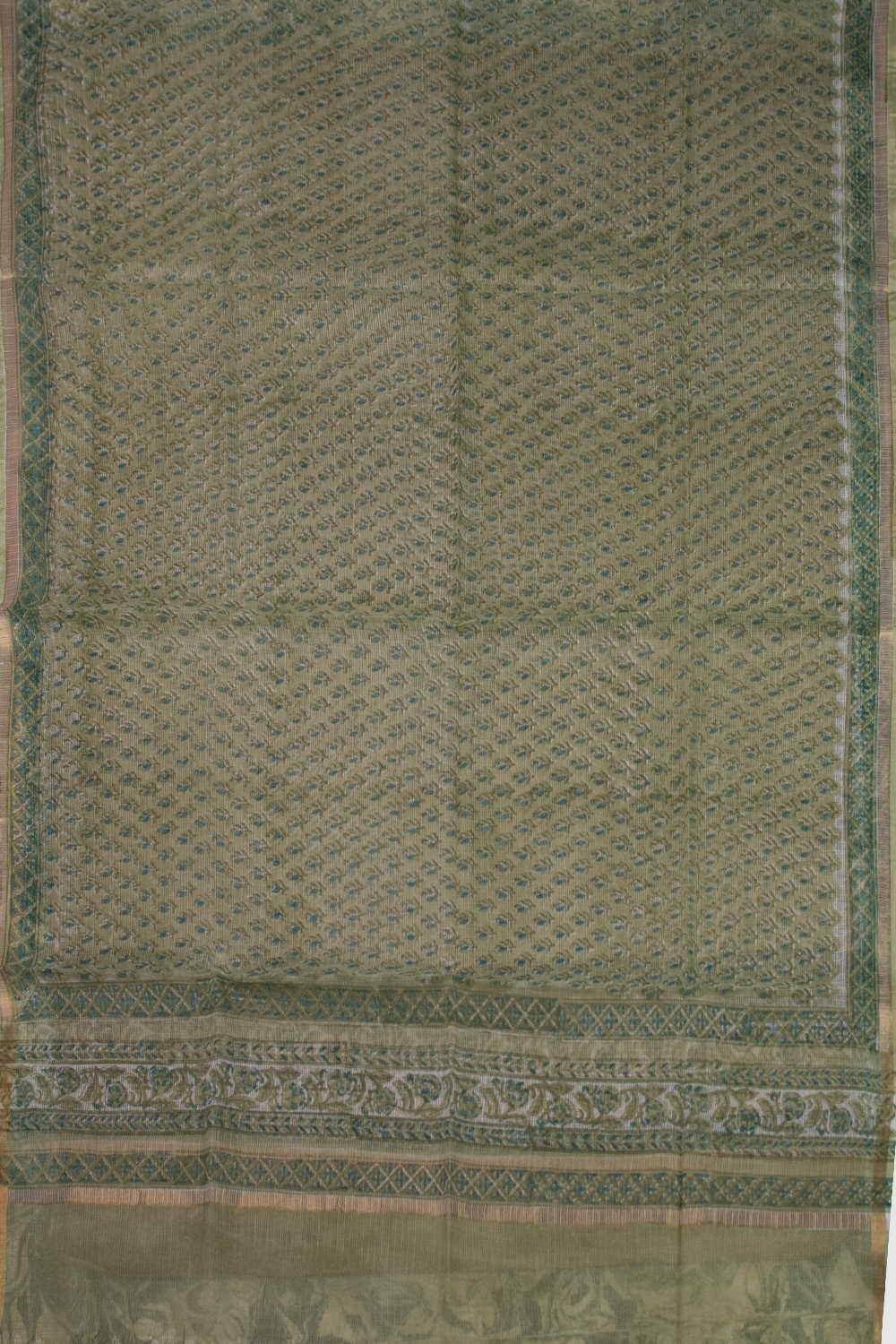 Green - Tiny Motifs Block Printed Kota Cotton Dupatta - Image 4