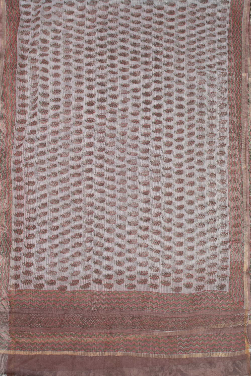 Creamy Blossom Block Printed Kota Cotton Dupatta - Image 3