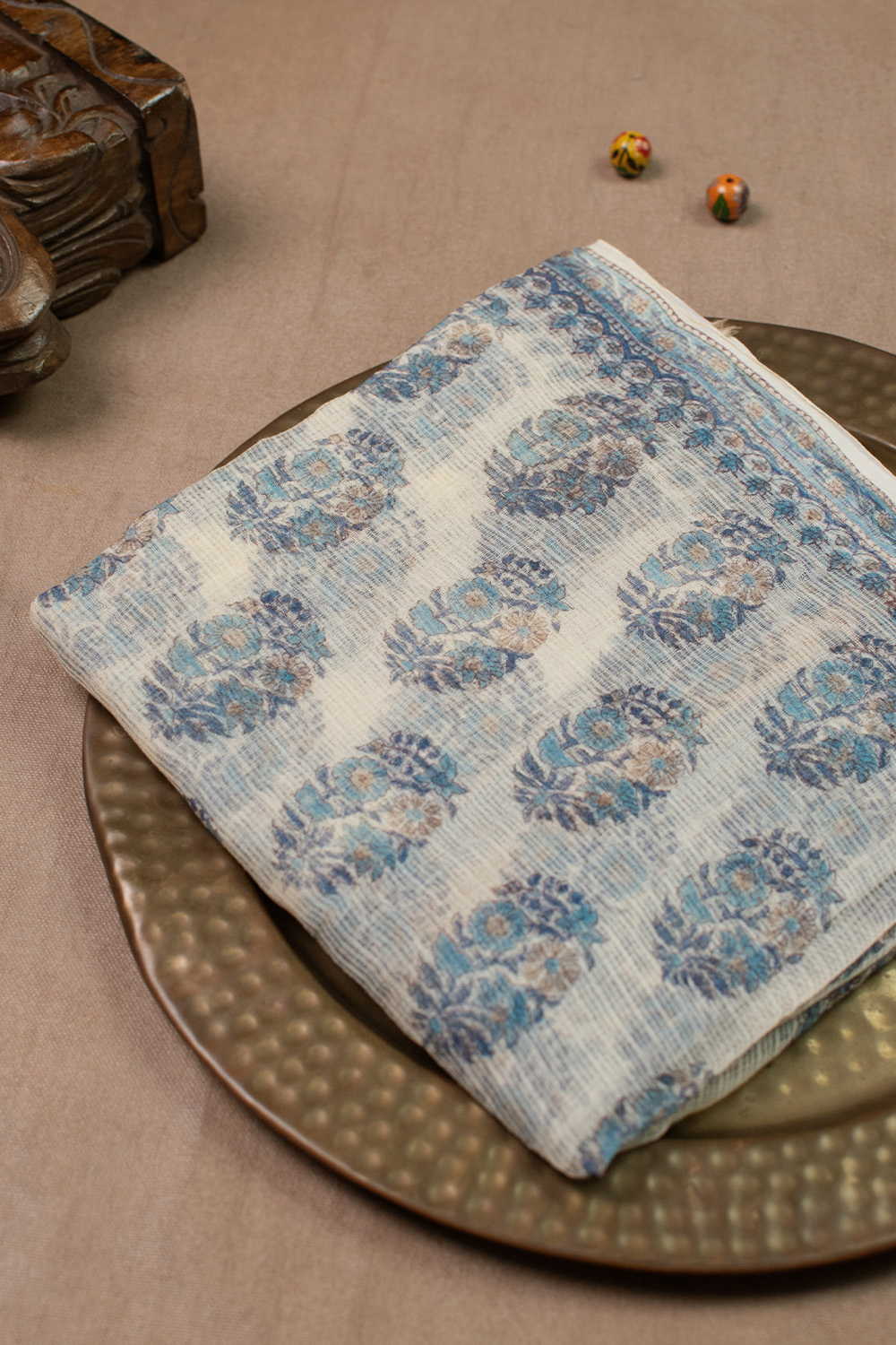 Off White - Block Printed Kota Cotton Dupatta