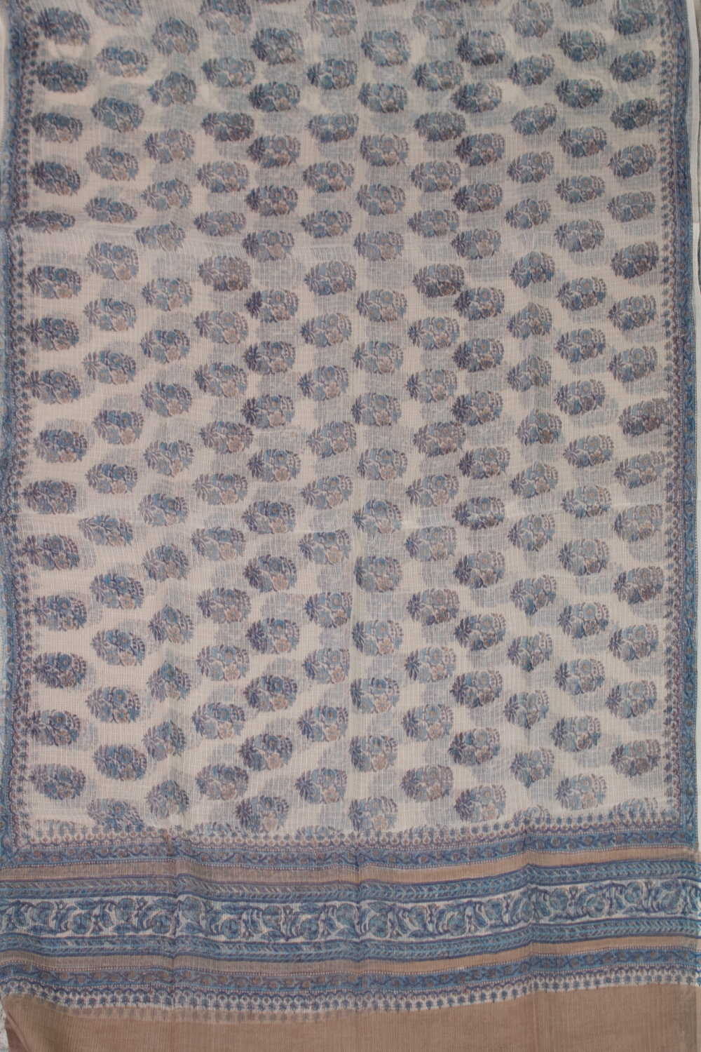 Off White - Block Printed Kota Cotton Dupatta - Image 4