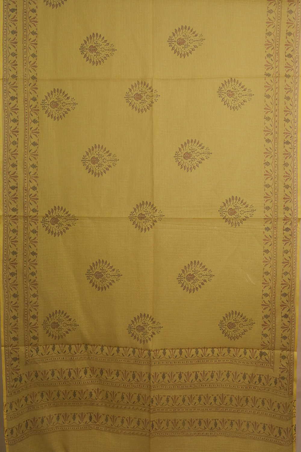 Floral Motifs on Yellow Kota Cotton Dupatta - Image 3