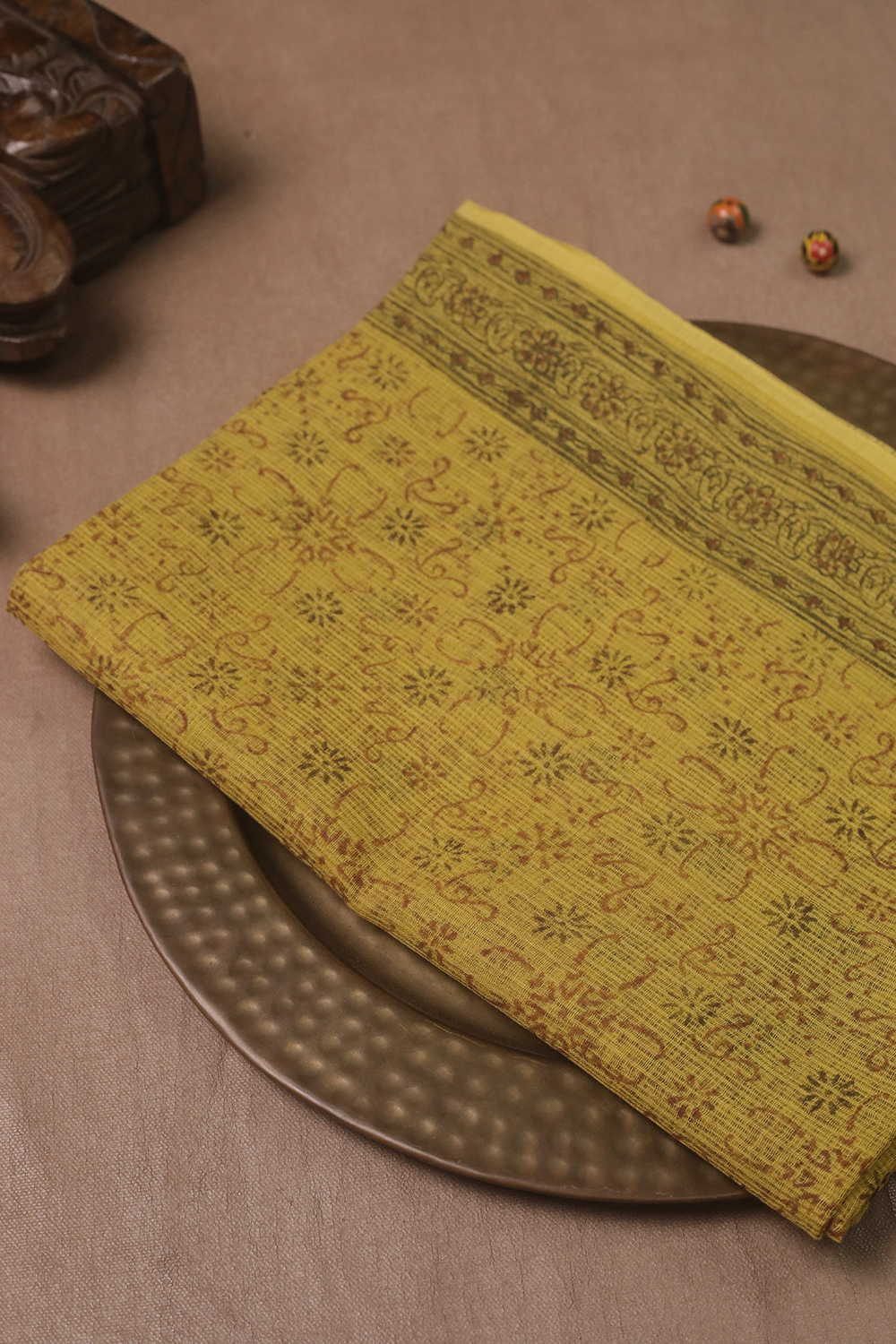 Cluster Florals on Yellow Kota Cotton Dupatta