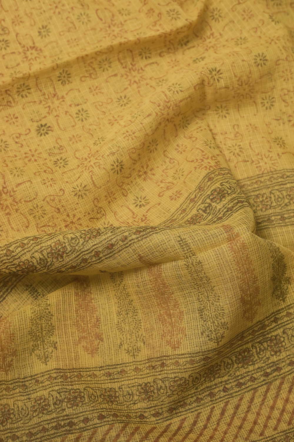 Cluster Florals on Yellow Kota Cotton Dupatta - Image 3