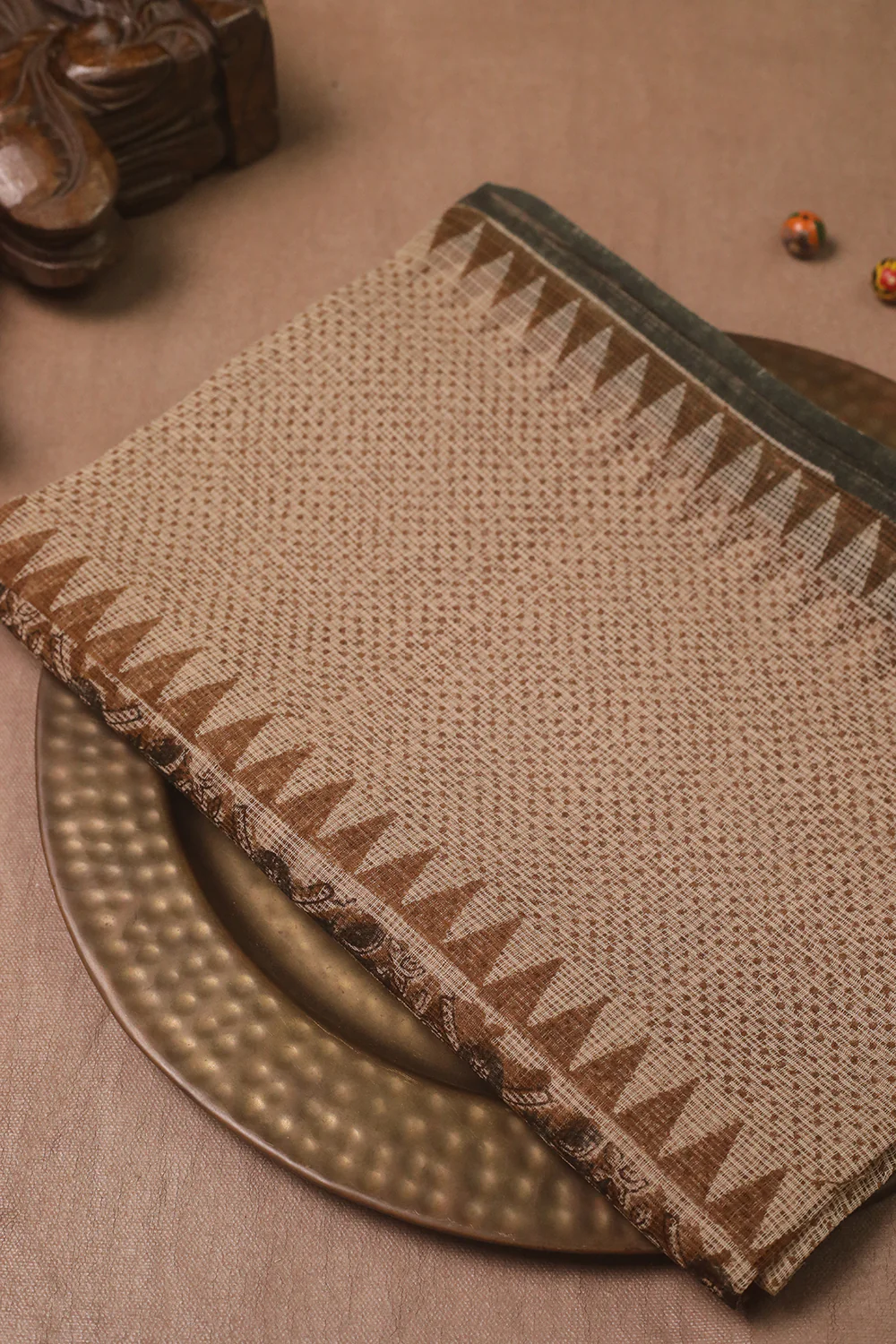 Beige with Maroon Pattern Kota Cotton Dupatta