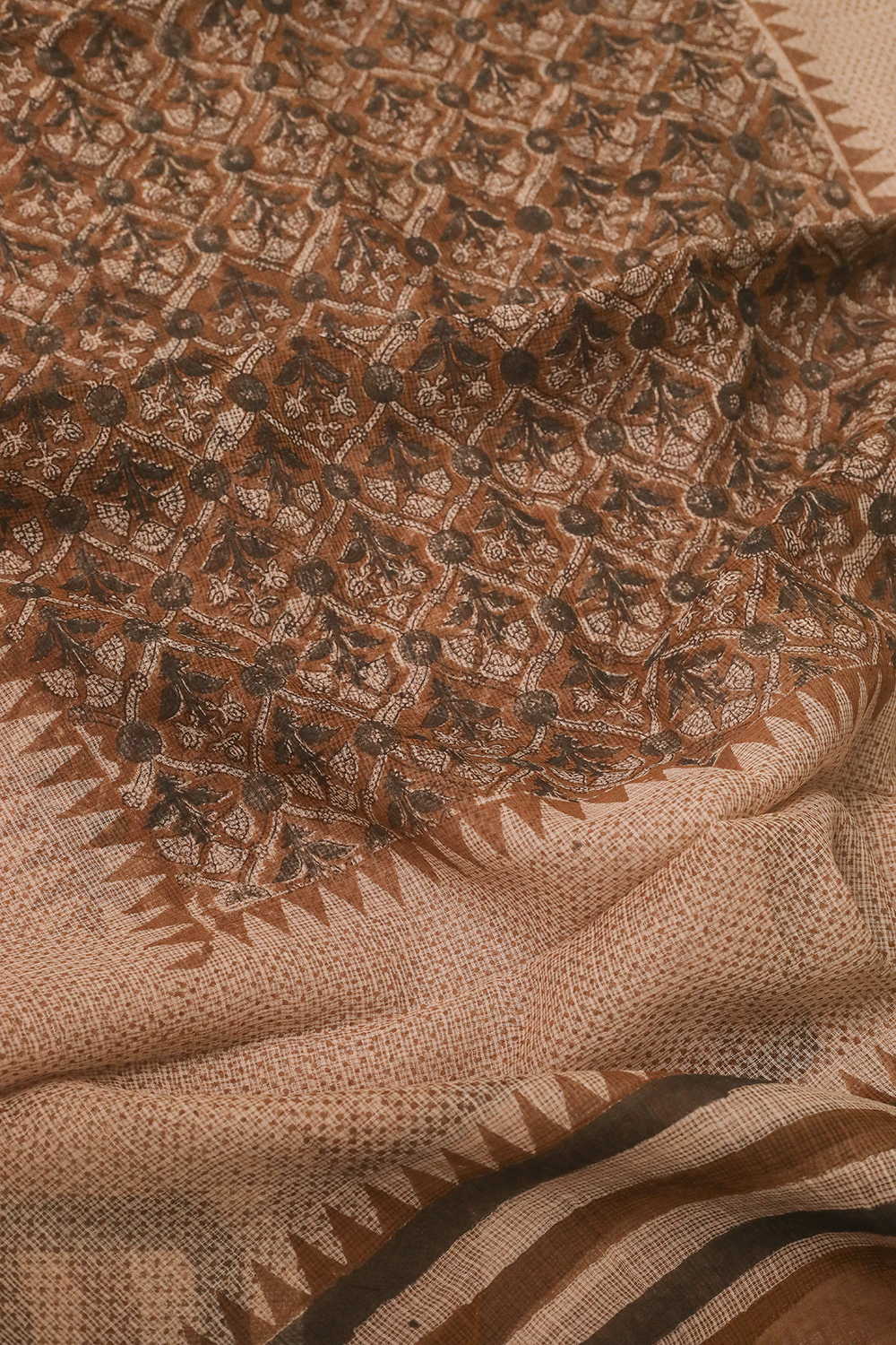 Beige with Maroon Pattern Kota Cotton Dupatta - Image 4