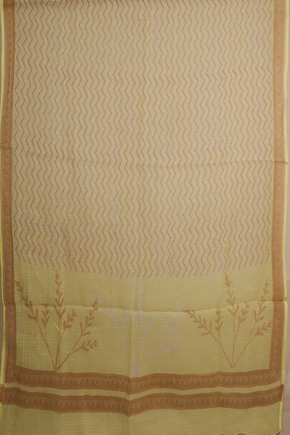 Chevrons on Yellow Block Printed Kota Cotton Dupatta - Image 3