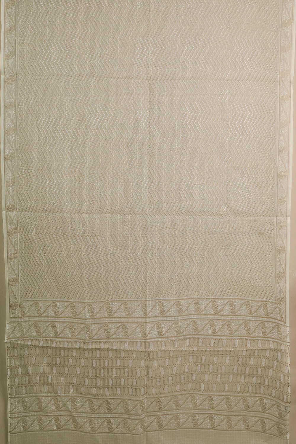 Chevrons on Beige Block Printed Kota Cotton Dupatta - Image 3