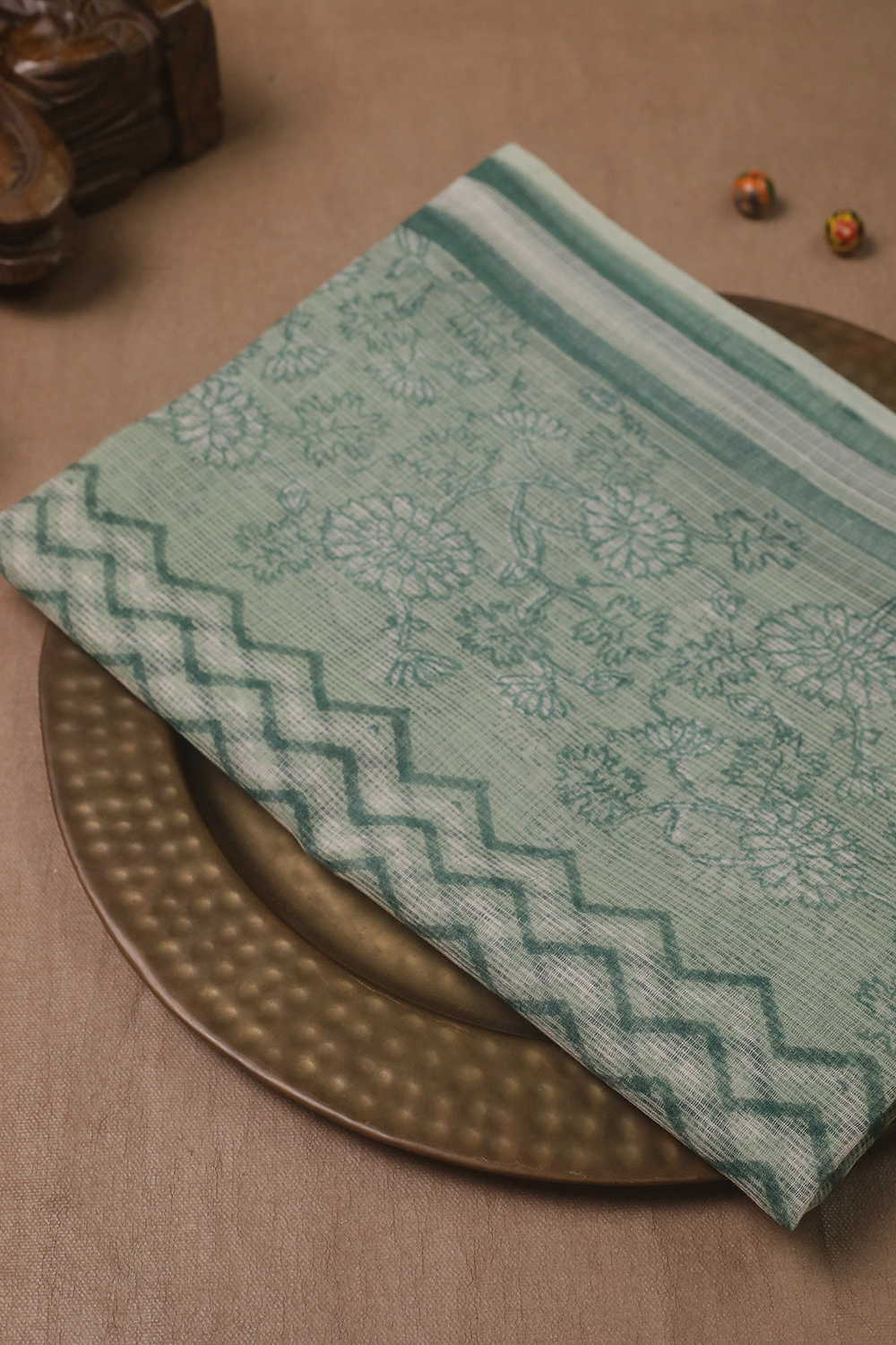 Ligth Green with Chevrons Kota Cotton Dupatta