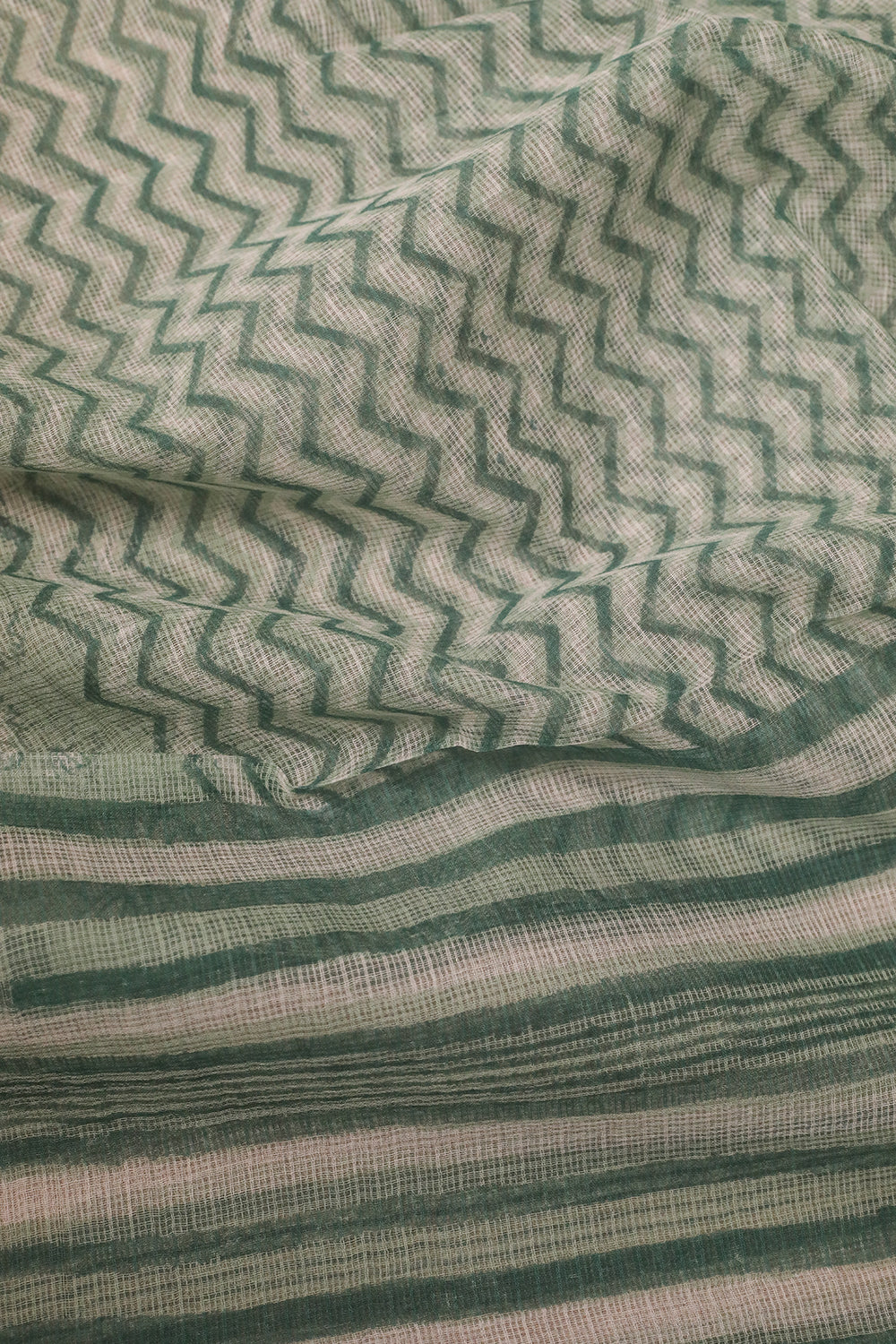 Ligth Green with Chevrons Kota Cotton Dupatta - Image 4