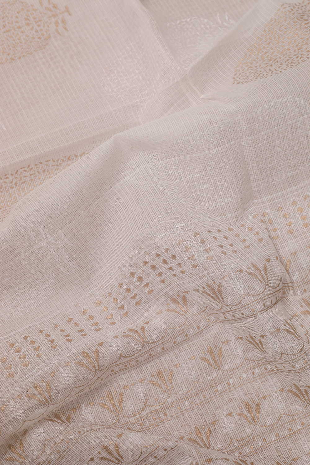 Off - White Block Printed Kota Cotton Dupatta - Image 4
