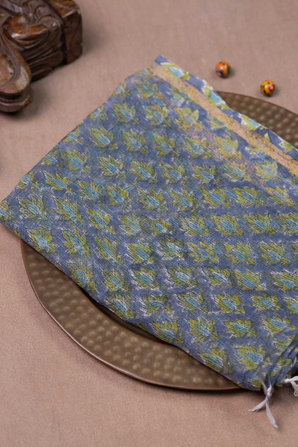 Green Buttas Block Printed Kota Cotton Dupatta