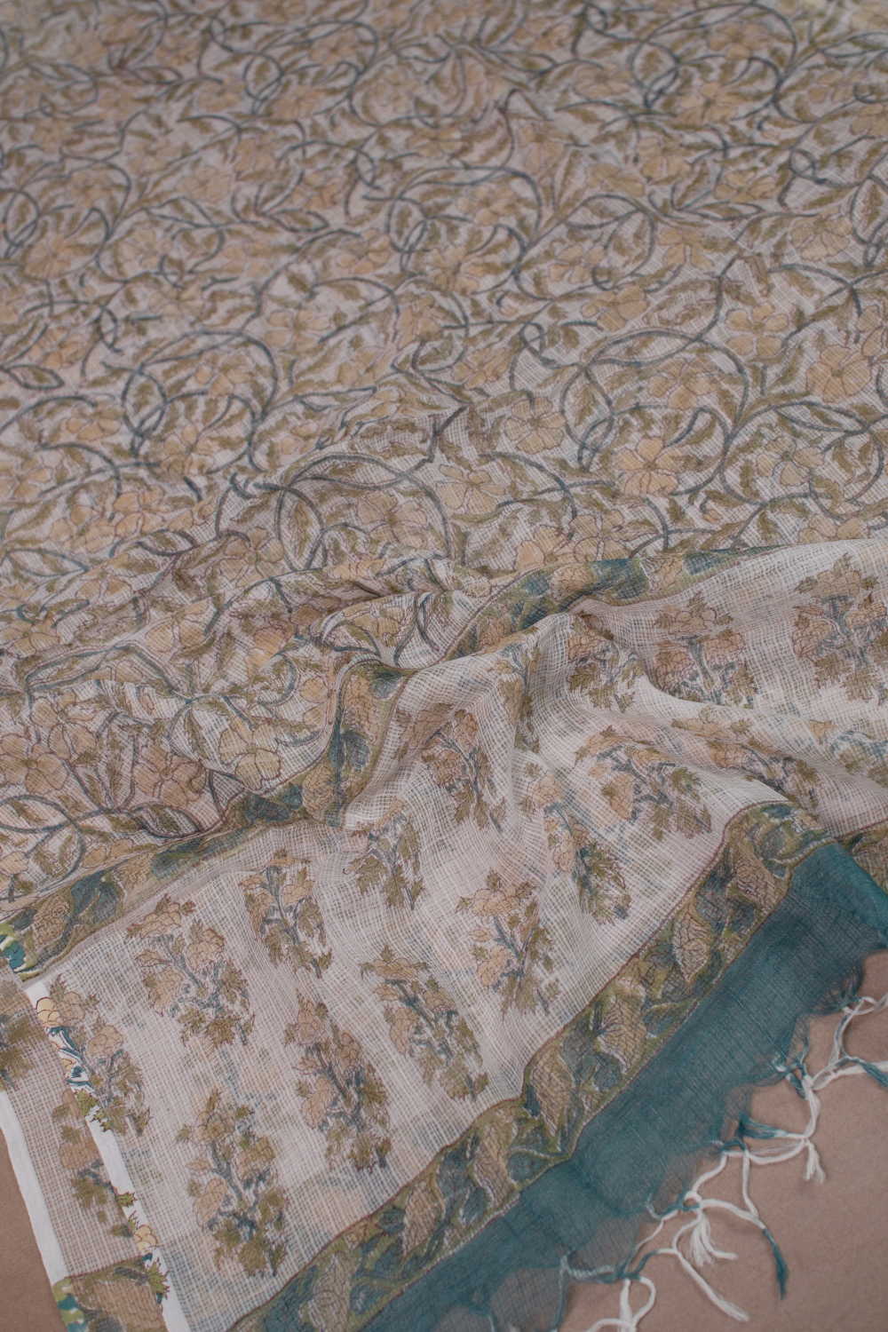 Cluster Floral Block Printed Kota Cotton Dupatta - Image 2