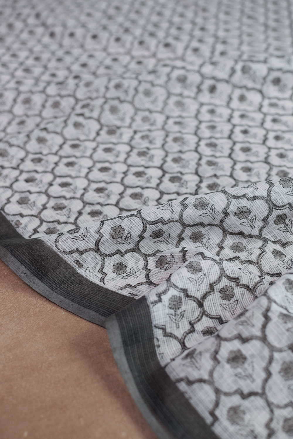 Intricate Floral on Cream Kota Cotton Dupatta - Image 2