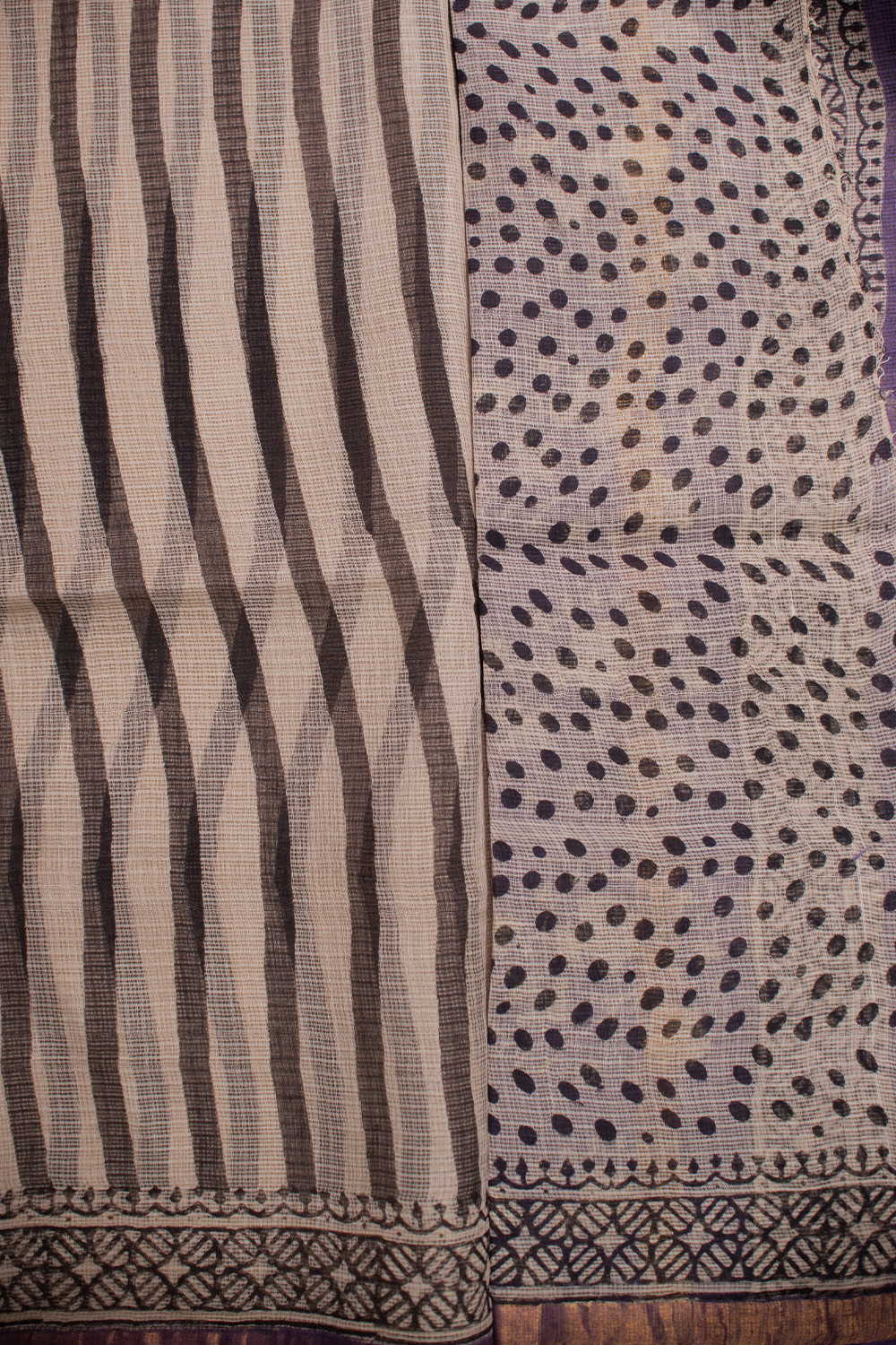 Stripe Pattern - Block Printed Kota Cotton saree - Image 4